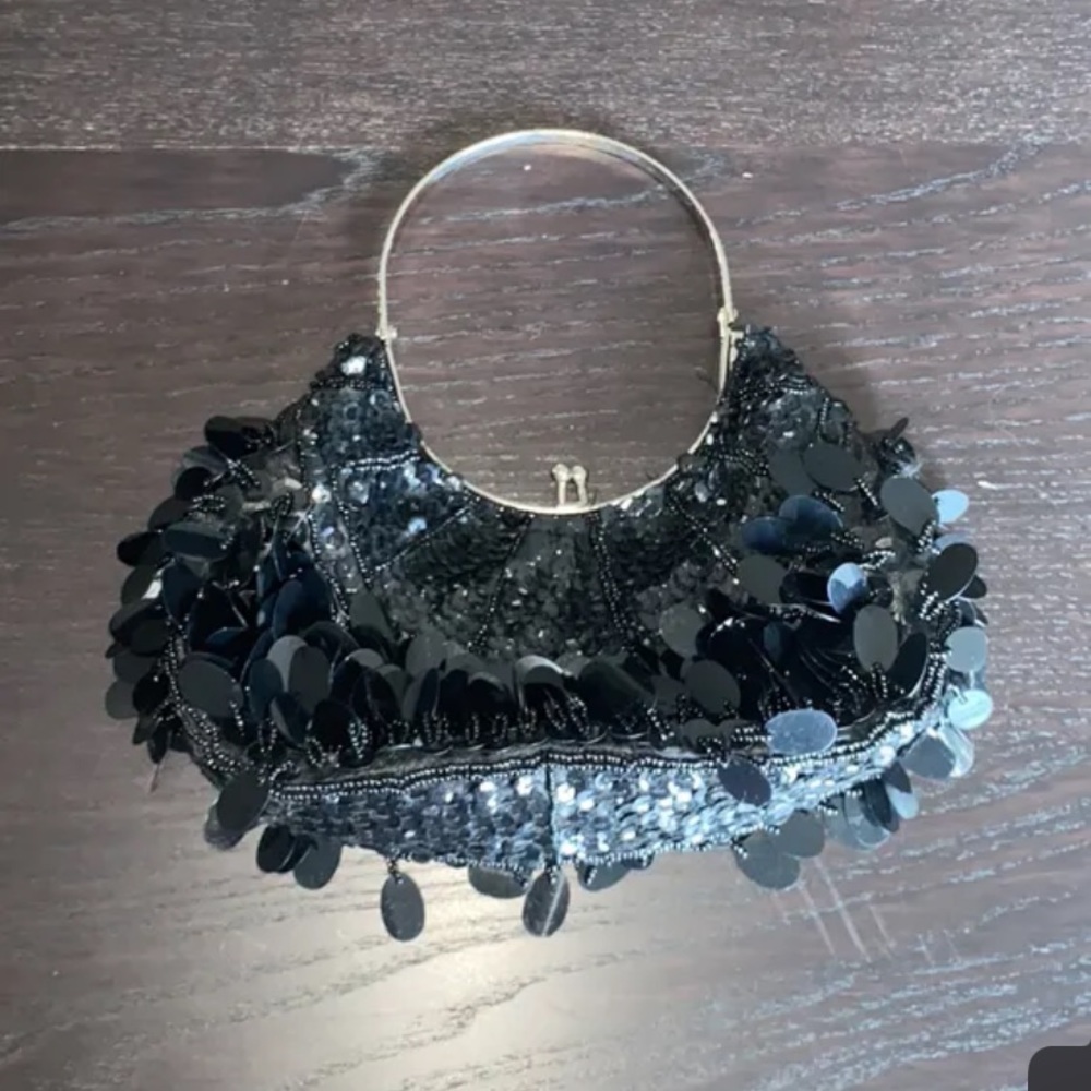 vintage sparkly black purse handbag